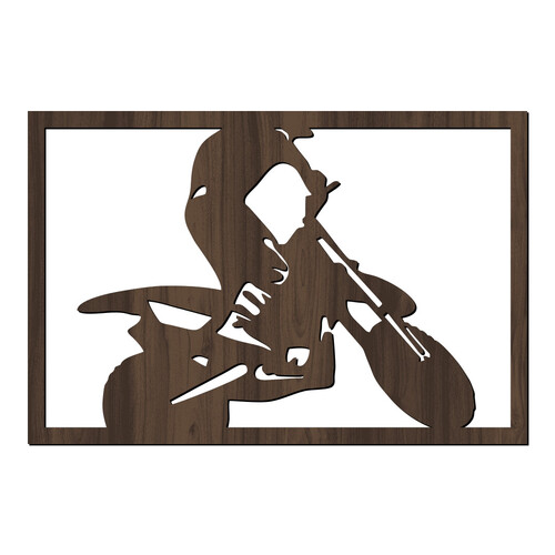 Moto, Quadro em MDF na cor preta com desenho de Moto Cross.…