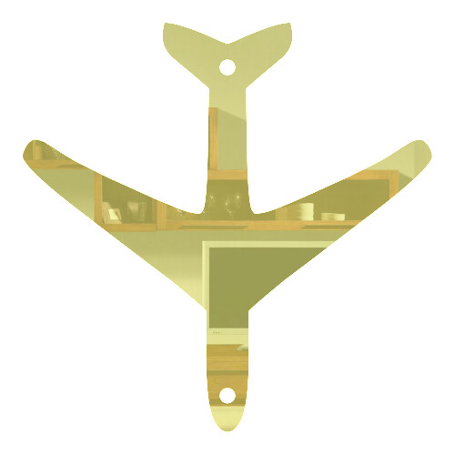Recorte Avião Furinhos / Acrílico 2mm Espelhado Dourado